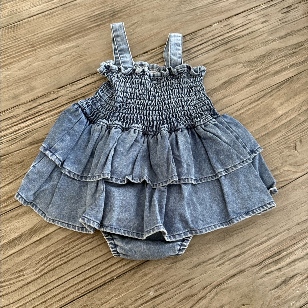 Denim Ruffle Baby Dress 3-6M Girls